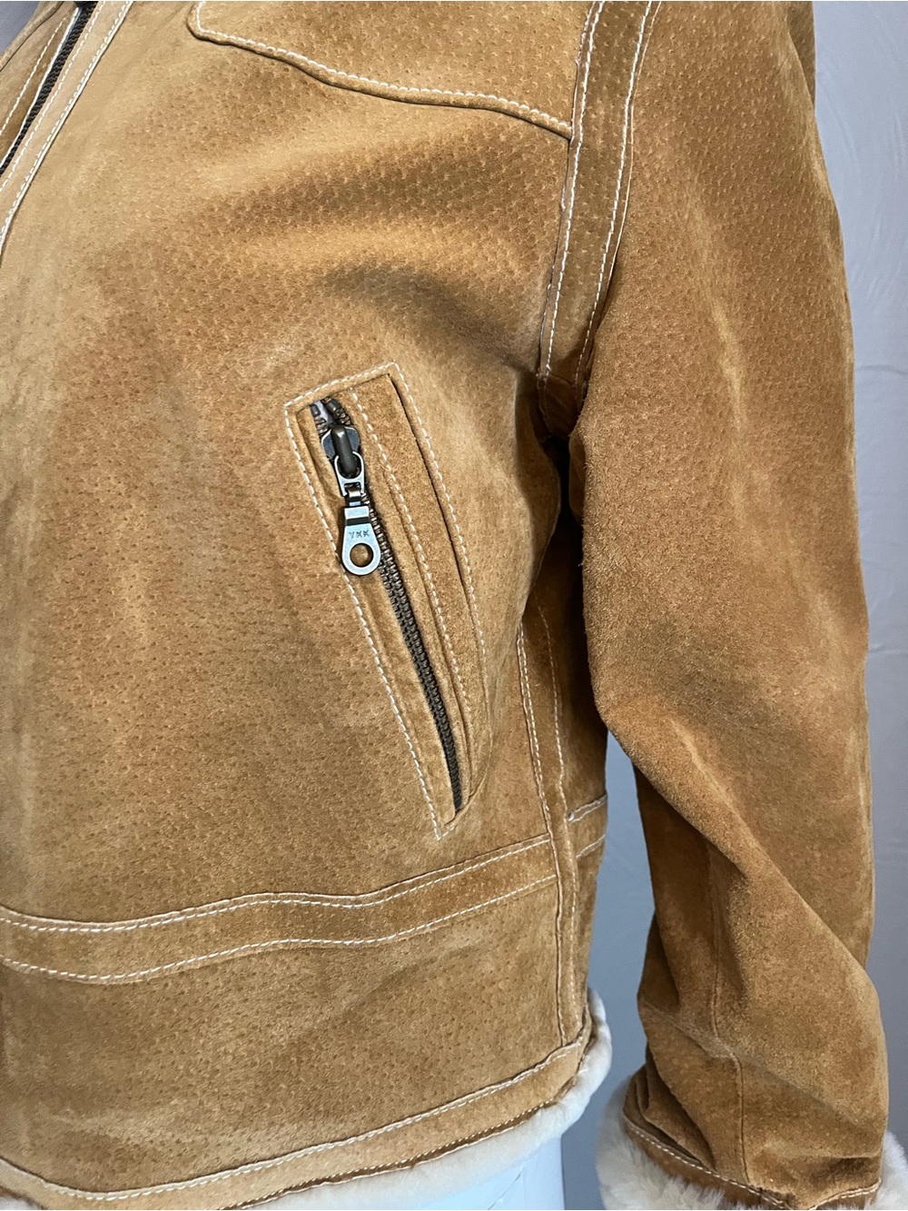 Wilsons Leather Tan Suede Shearling-Lined Jacket - Picture 8 of 8